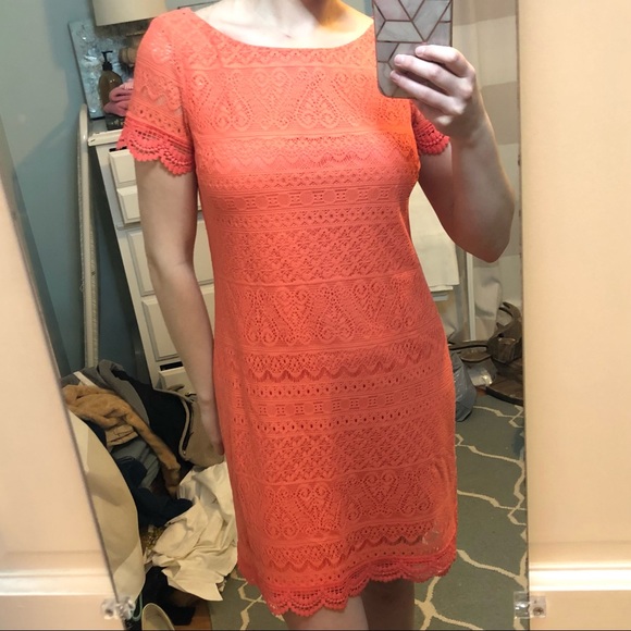 Coral Lace Dress - Picture 6 of 15